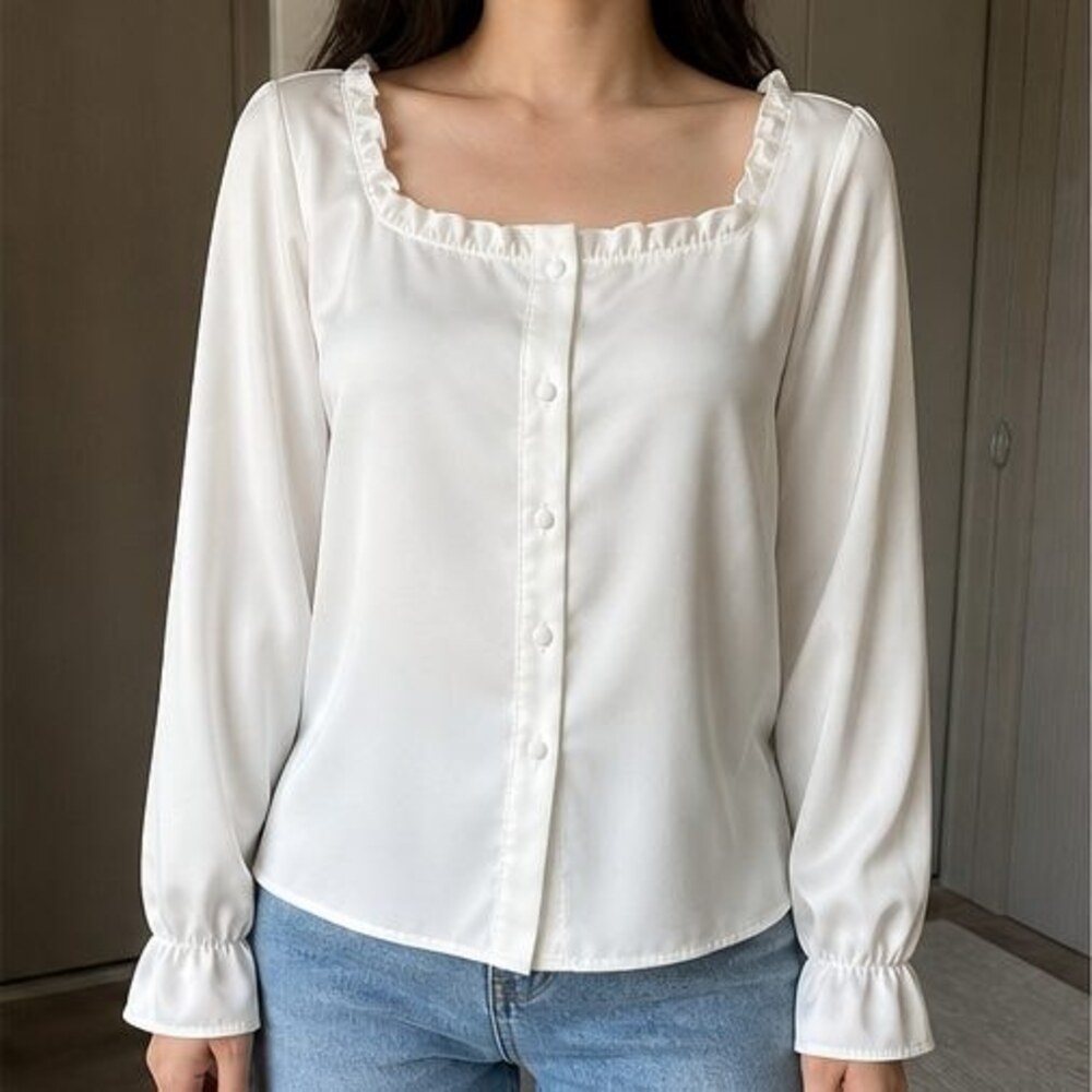 Ivory Button Blouse - Picture 2 of 6